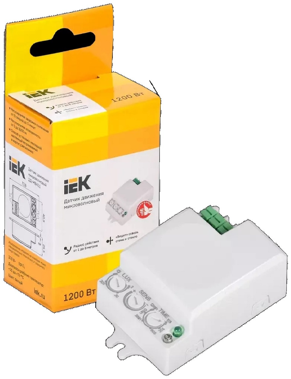 Датчик движения IEK ДД-МВ 401 белый, 500Вт, экосистема: IEK
