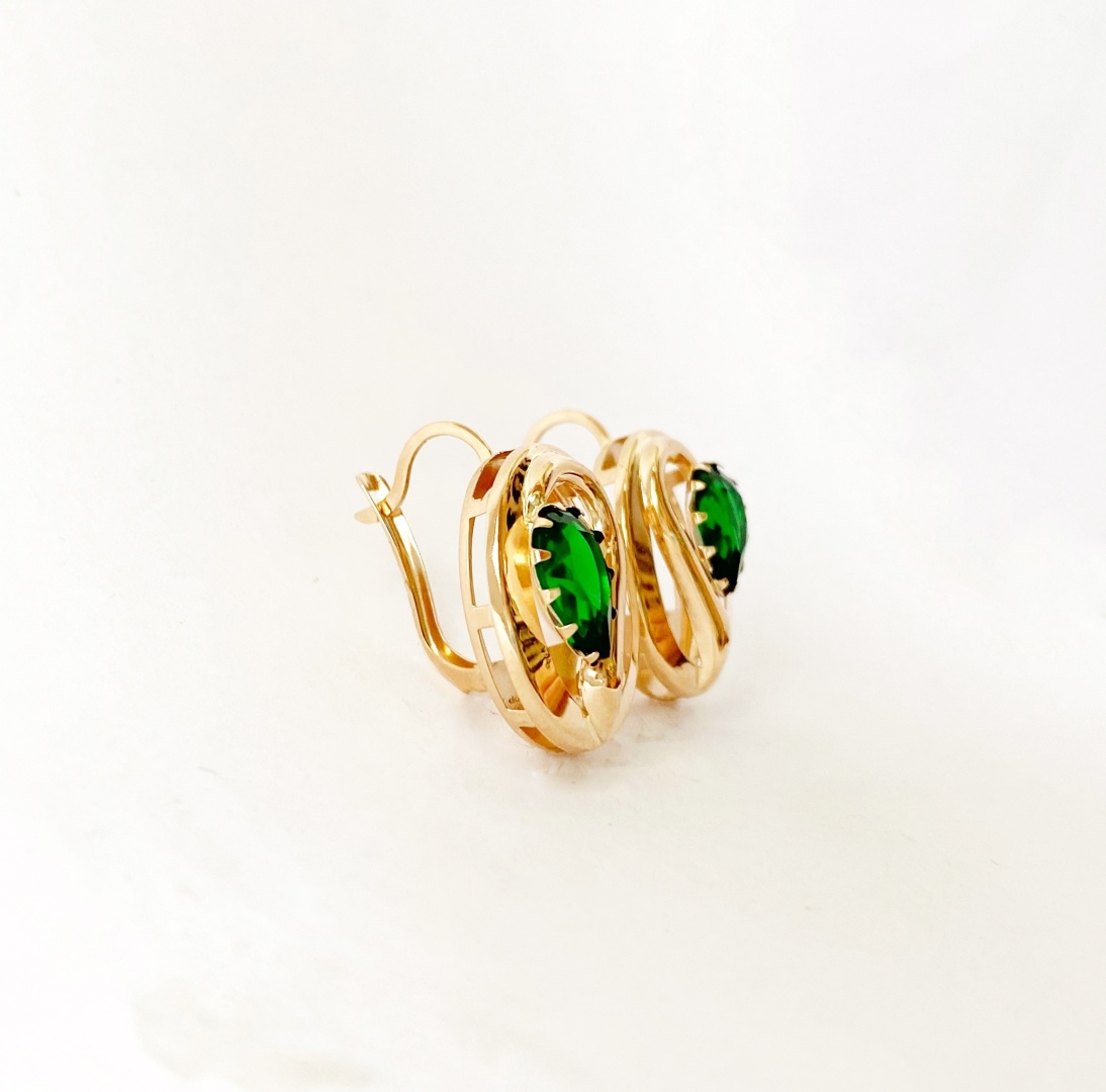 Серьги Global Gold AKK01SR-ZL310 вес 3.1 г золото, фианит