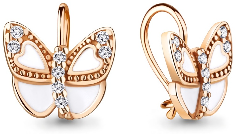 Серьги AQUAMARINE 49076А.6_skazka_1 вес 1.63 г серебро, эмаль, фианит