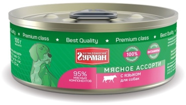 Четвероногий Гурман Мясное ассорти с языком для всех пород 100 г 1 шт