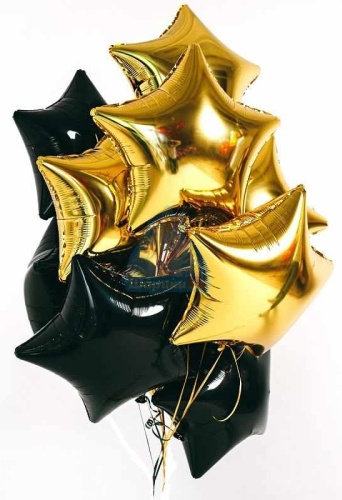 Набор воздушных шаров Foil Balloon однотонный 10 шт, черный, золотистый