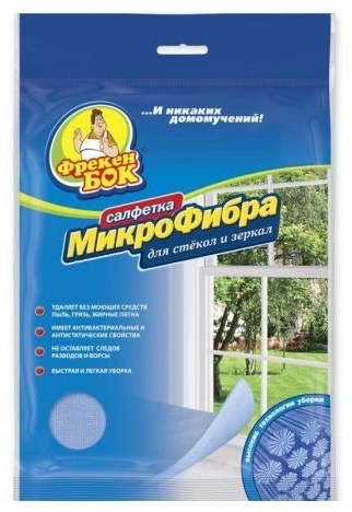 Тряпка для зеркал и стекол Фрекен Бок 00000009537 1 шт, микрофибра