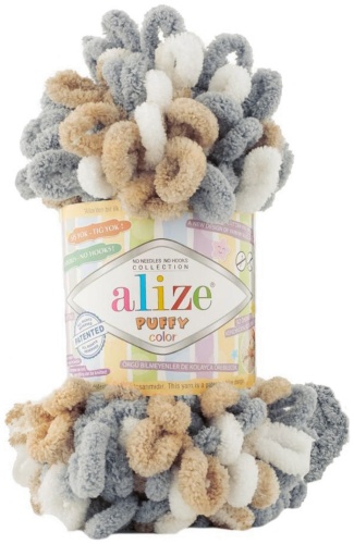 Моток Alize Puffy Color 6395 серо-коричнево-бежевый 9 м 100 г