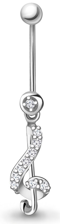 Банан AQUAMARINE для пупка вес 1.43 г серебро, фианит