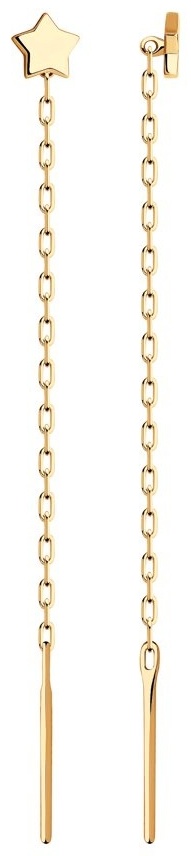 Серьги-цепочки Diamant 51-123-00726-1 вес 0.61 г золото, без вставок