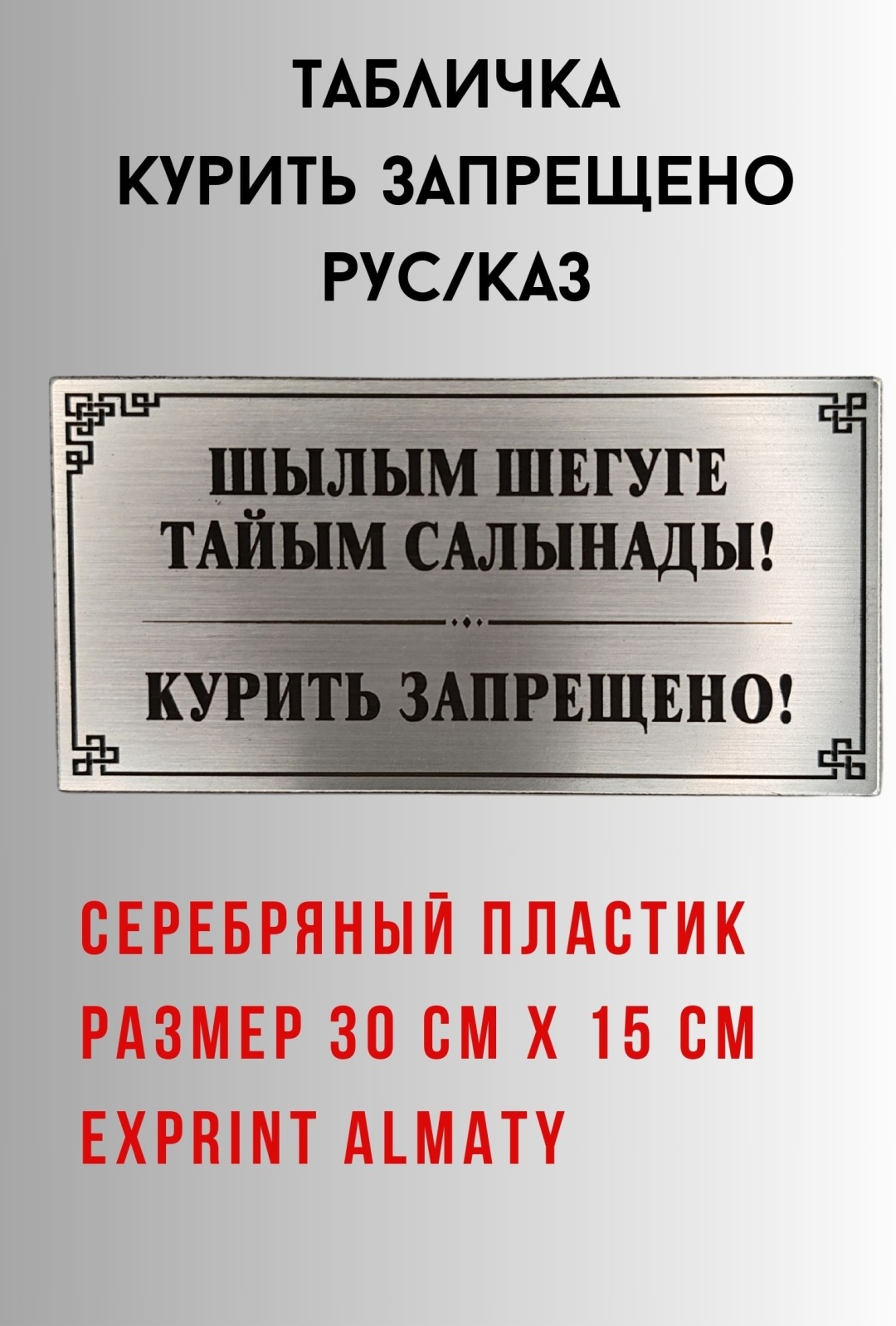 Купить Табличка Exprint Almaty КУрить запрещено! 30x15 см в Алматы ...