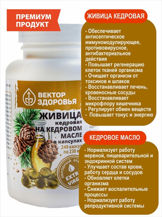 Купить Алтайские традиции Живица кедровая на кедровом масле капсулы 240 ...