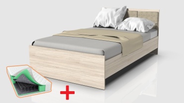 Кровать Кресло.kz Eco M Classic полутораспальная, 120x200 см (с матрасом, без подъёмного механизма) бежевый, светло-коричневый