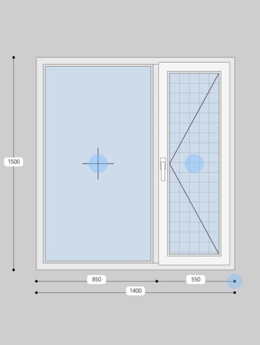 Пластиковое окно Funke одностворчатое 150x140 см, тип открывания поворотный