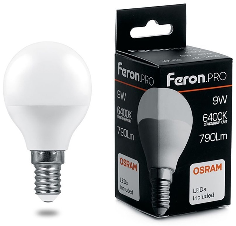 Feron 9W Е14, светодиодная, дневной белый