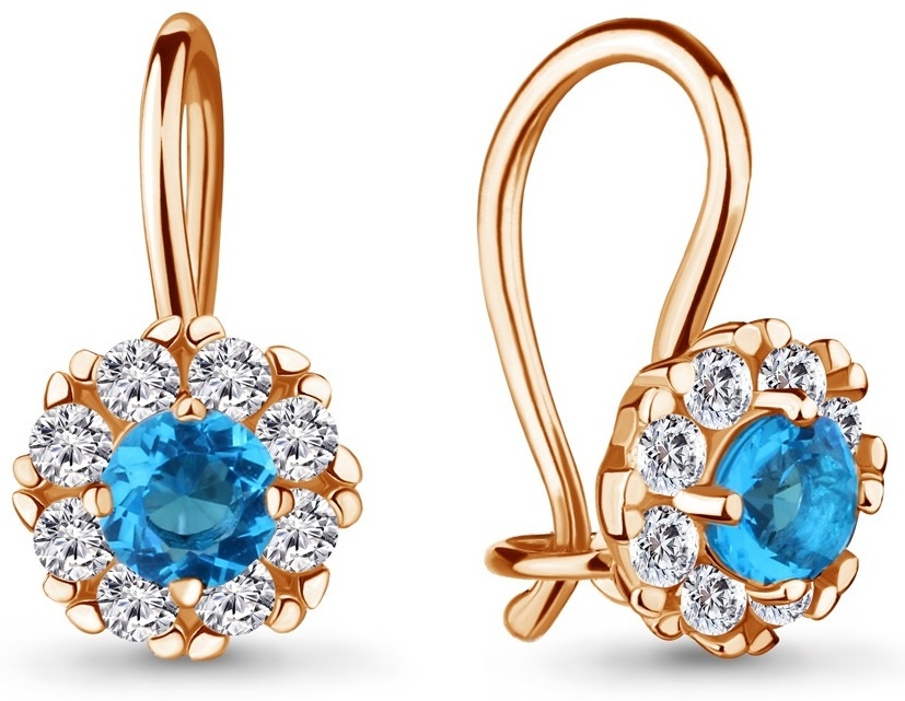 Серьги AQUAMARINE 40965Б вес 1.4 г серебро, фианит