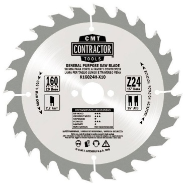 Пильный диск по дереву CMT K21624M-X10, 216x29 мм, 24Т