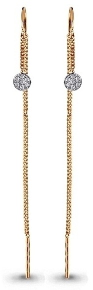 Серьги-цепочки AQUAMARINE 45491а.6 вес 0.92 г серебро, фианит