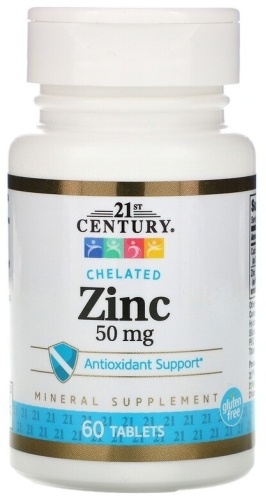 21st Century Chelated Zinc 50 мг таблетки 60 шт