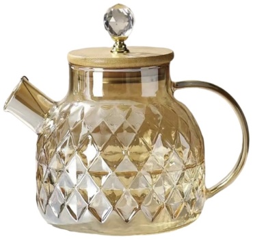 Чайник TEA POT 00924 1 л, закаленное стекло, бамбуковое волокно