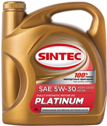 Синтетическое SINTEC Моторное масло синтетическое Platinum 5W-30 ACEA C2/C3 4 л 5W-30 4 л