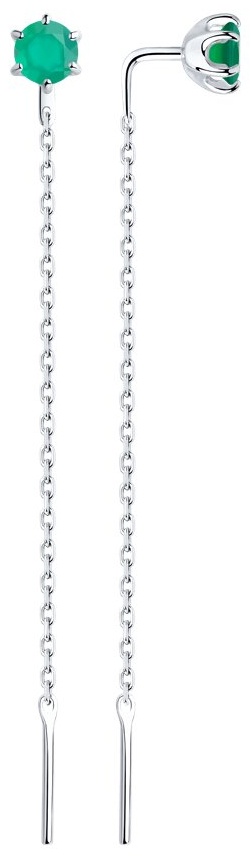 Серьги-цепочки SOKOLOV 92022464 вес 1.52 г серебро, агат