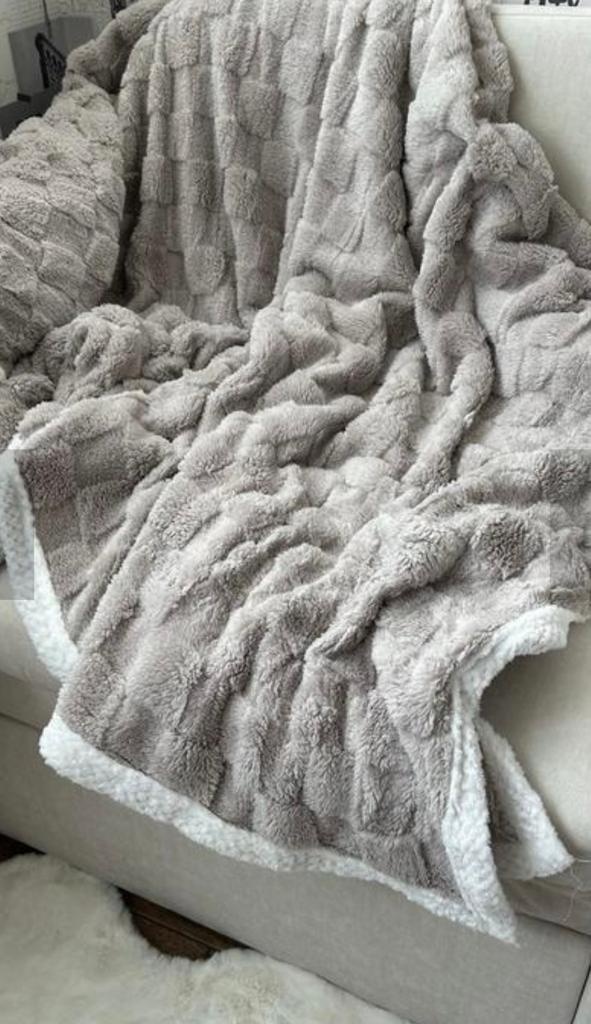 Плед Home Textile 200х230 см, плюш, серый