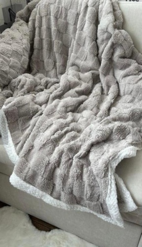 Плед Home Textile 200х230 см, плюш, серый