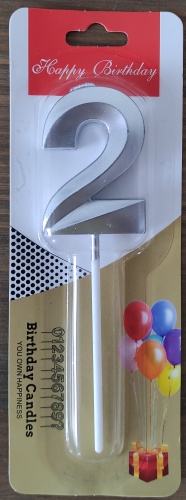 Свеча цифра 2, 1 шт 5 см