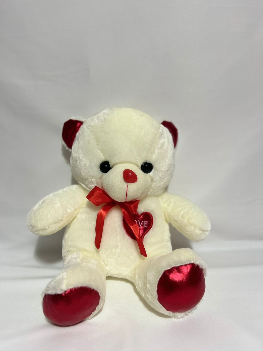 Купить Мягкая игрушка мишка, высота 35 см, белый, красный в Алматы ...