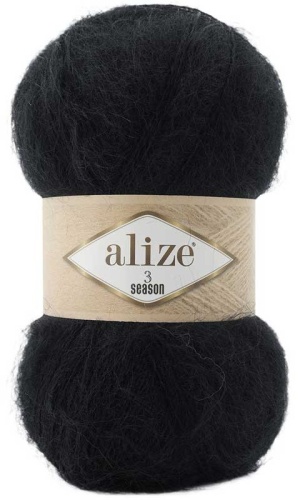 Мохер Alize 3 Season 60 Черный 500 м 100 г