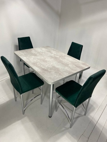 Комплект MEBEL STYLE GROUP 59724084, стол 120х80 см + 6 стульев, серый, зеленый