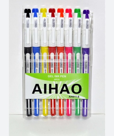 Ручка гелевая AIHAO AH811-8 8 шт, 2 мм, цвет чернил мультиколор