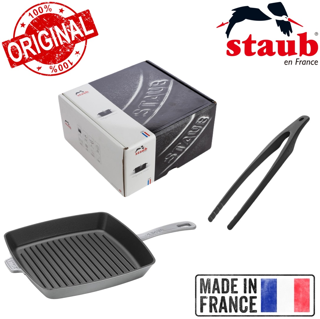 Сковорода гриль Staub France Graphite Grey 30 см с антипригарным покрытием, чугун