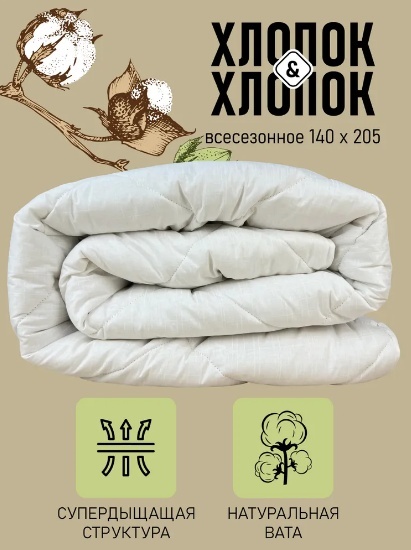 Одеяло Фабрика Снов Хлопок & Хлопок 200x220 всесезонное