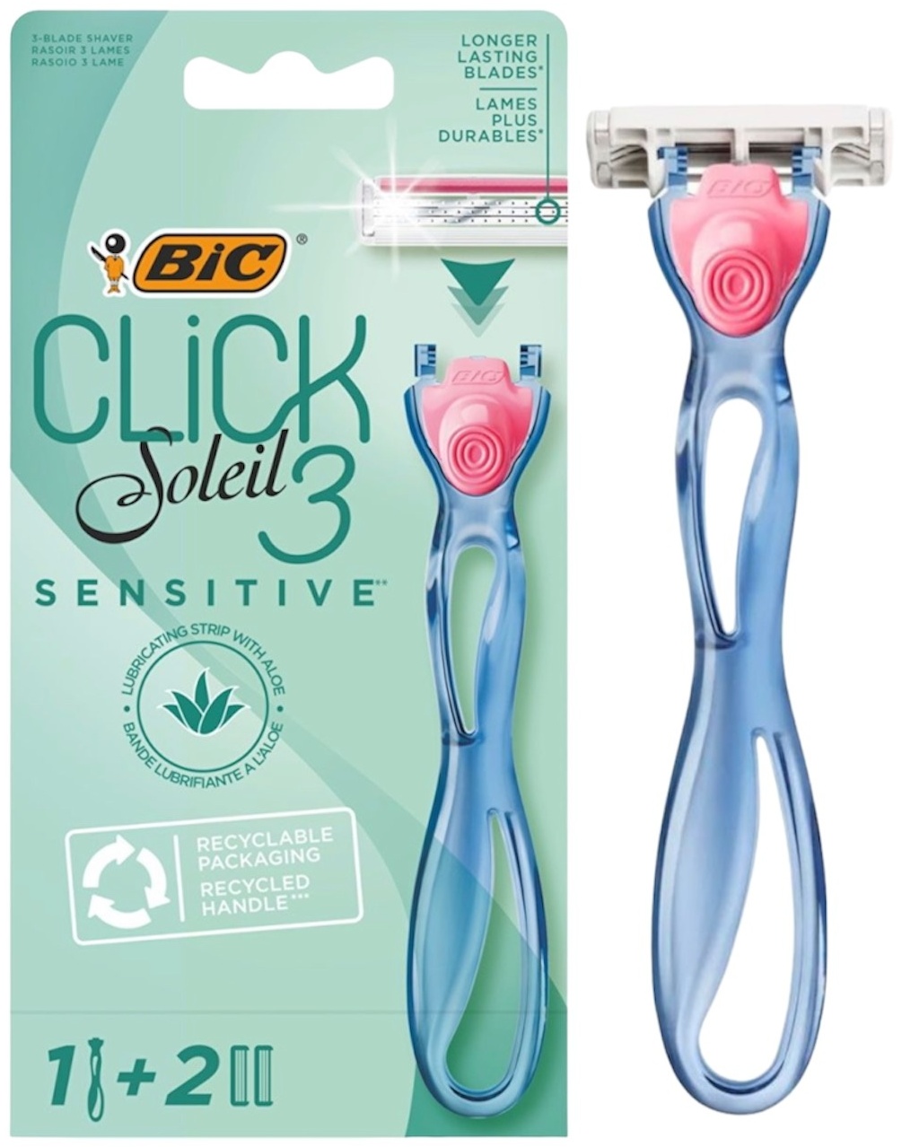 Bic Click Soleil 3 бритвенный станок 1 шт + сменные кассеты 2 шт