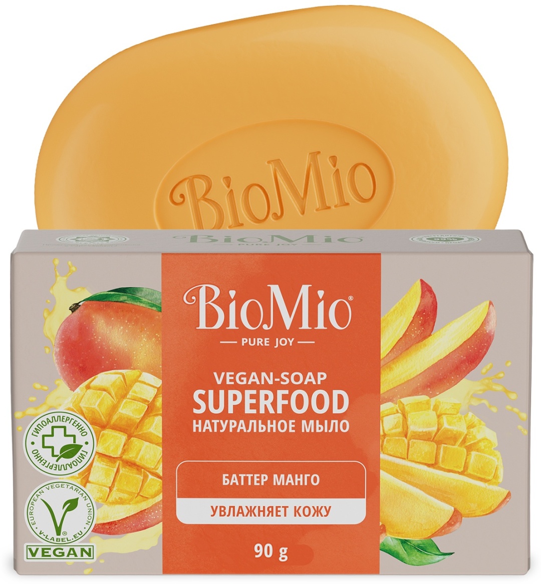 Кусковое мыло туалетное BioMio Superfood Манго 90 г