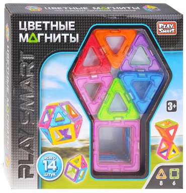 Конструктор Play Smart Цветные магниты УТМ01307799, деталей 14 шт
