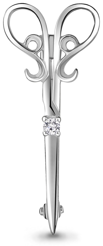 Брошь AQUAMARINE 77362А вес 1.47 г серебро, фианит
