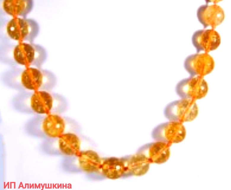 Бусы 1084015_832231922 длина 50 см нить цитрин