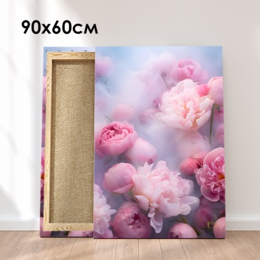 Картина Холст Розовые пионы 60x90 см