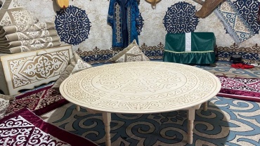 Жер стол Stoly Almaty 15001500360, 150х150x36 см, дерево, фанера, слоновая кость