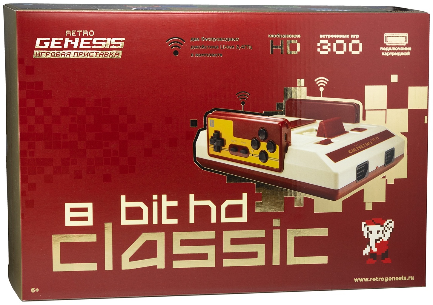 Купить Игровая приставка Retro Genesis 8 Bit HD Classic Wireless + 300 игр  белый в Алматы – Магазин на Kaspi.kz