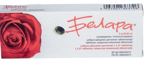 БЕЛАРА 0.03мг+2мг N21 таб п.п.о.