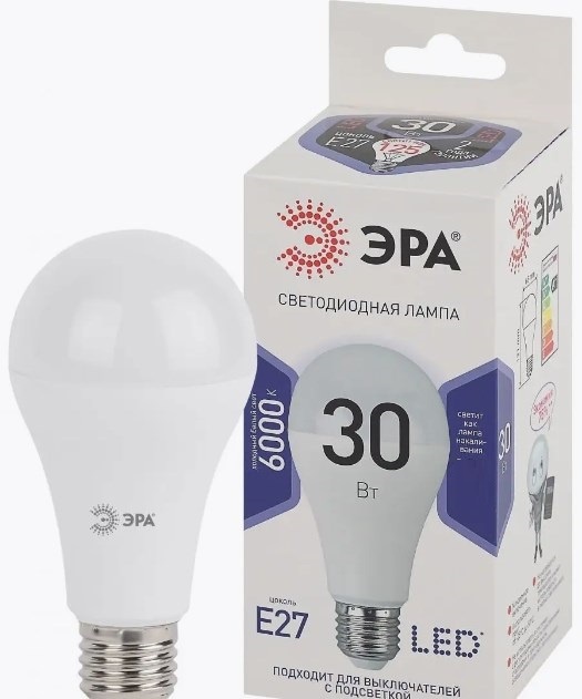 ЭРА 30W E27, светодиодная, холодный белый