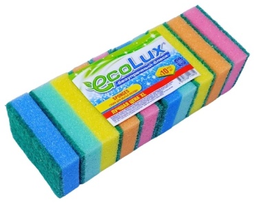 Губка для посуды, универсальная ECOLUX Лучшая Цена 10 шт, поролон