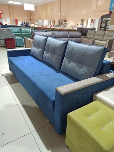 Диван прямой AllMarket Брекстад, 210х80 см, обивка микровелюр, синий