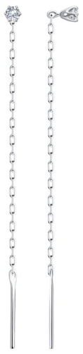 Серьги-цепочки SOKOLOV 029503-3 вес 0.61 г золото, фианит