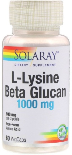 Solaray L-Lysine Beta Glucan 1000 mg 60 капсул
