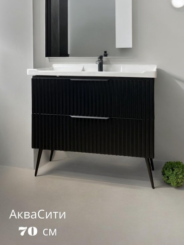 Тумба с раковиной АкваСити GCU-70B, 70x85x47 см, черный