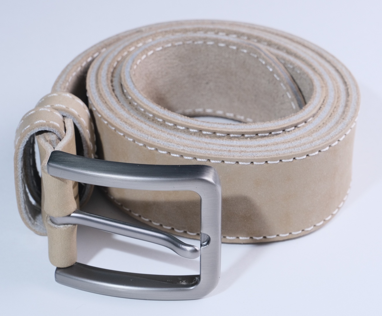 Ремень ZAF Leather натуральная кожа 120 см бежевый