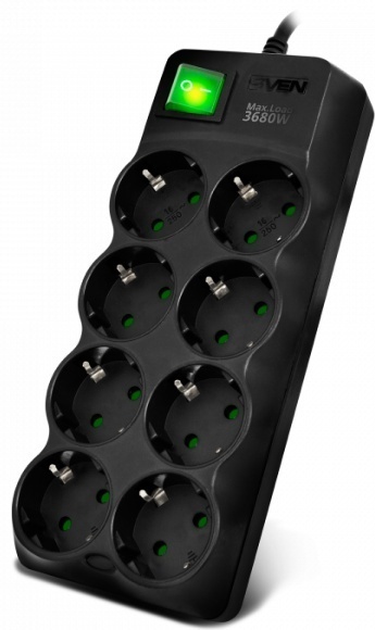 Купить Сетевой фильтр Sven SF-08E-16 3,0м (8 розеток с защитными ...