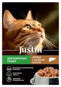 Justin Justin кусочки в соусе курица, печень 75 г 1 шт
