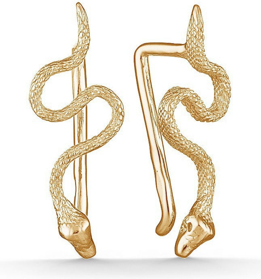 Серьги Золото Русских s-snake//GOLD вес 1.2 г серебро, без вставок