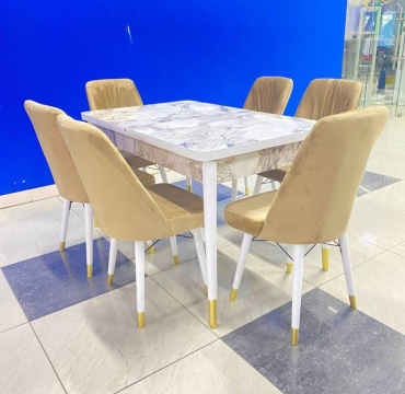 Комплект Rama Istanbul Soft, стол 170х80 см + 6 стульев, золотистый